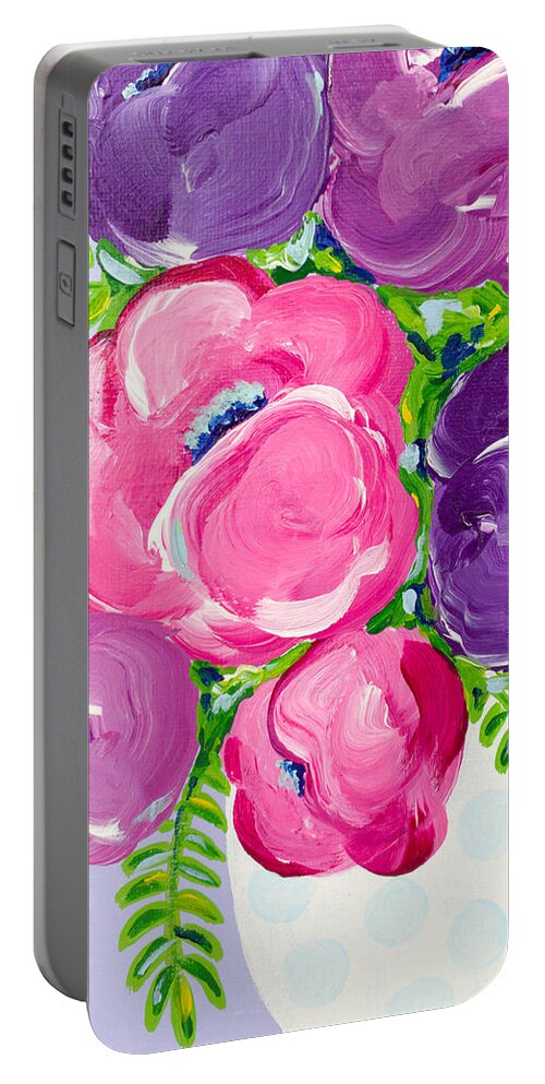 Purple Portable Battery Charger featuring the painting A Touch of Lavender by Beth Ann Scott
