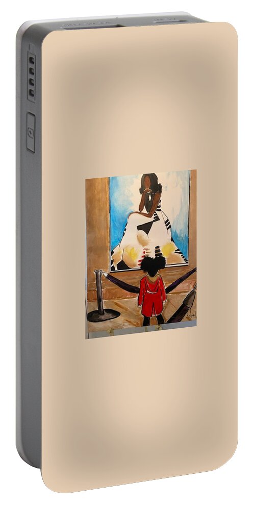  Portable Battery Charger featuring the painting A Trip To The Gallery by Angie ONeal