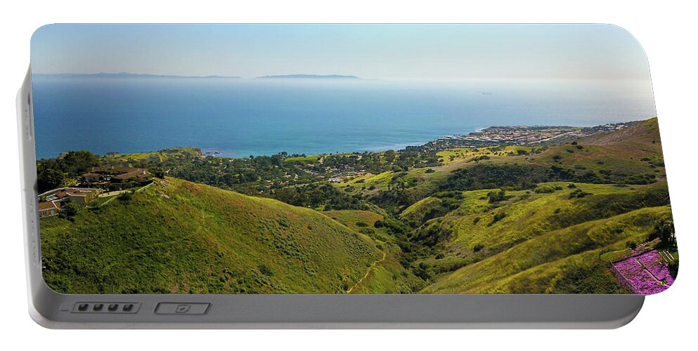 Ocean Portable Battery Charger featuring the photograph A View from a Cliff by Marcus Jones