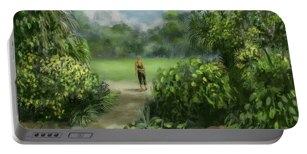 Garden Portable Battery Charger featuring the digital art A Walk In The Garden by Larry Whitler