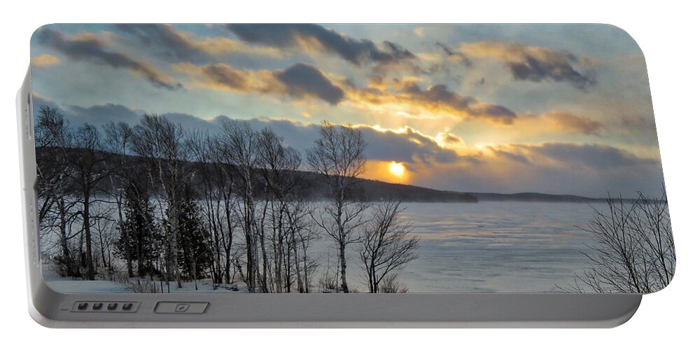 Snow Portable Battery Charger featuring the photograph A Winter Sunset by Russel Considine