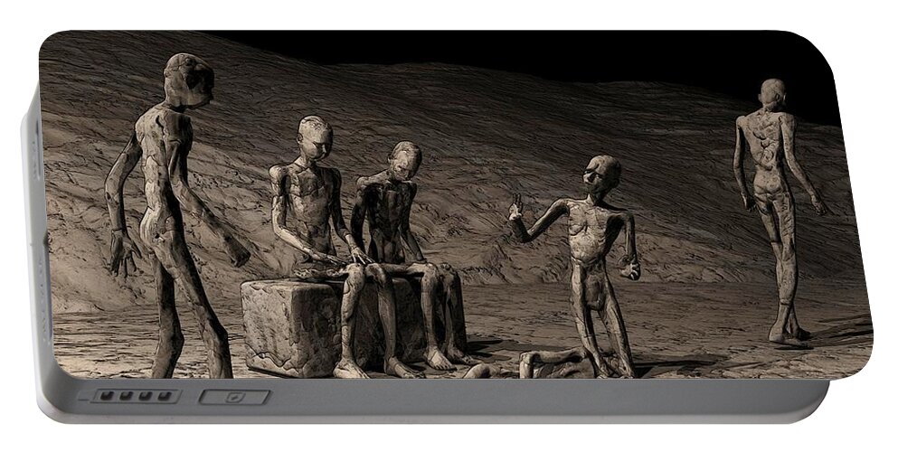 Surreal Portable Battery Charger featuring the digital art A World of Indifference by John Alexander