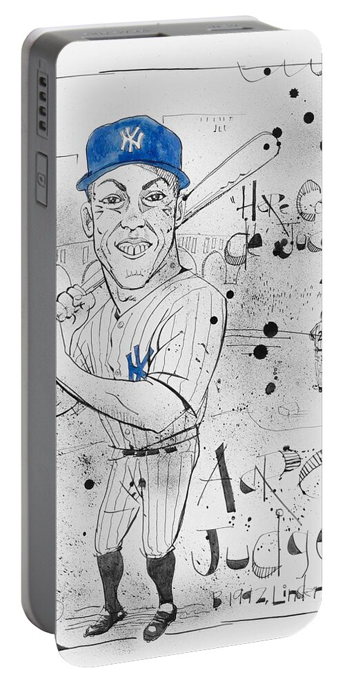  Portable Battery Charger featuring the drawing Aaron Judge by Phil Mckenney