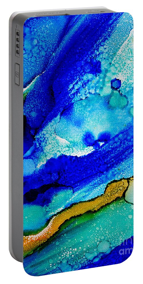 Abstract Portable Battery Charger featuring the painting Abstract 29 Blue by Lucie Dumas