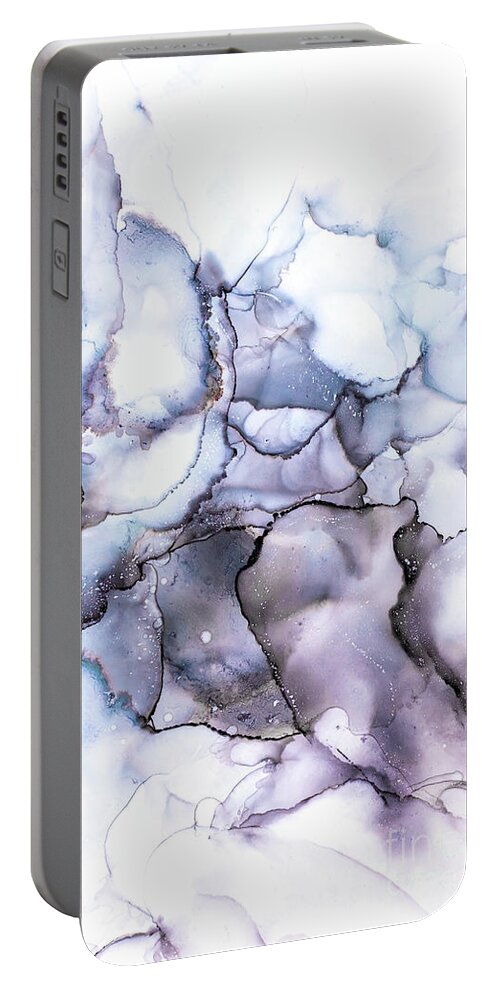 Ink Portable Battery Charger featuring the photograph Abstract alcohol in background in smokey black, pink, and mauve tones by Jane Rix