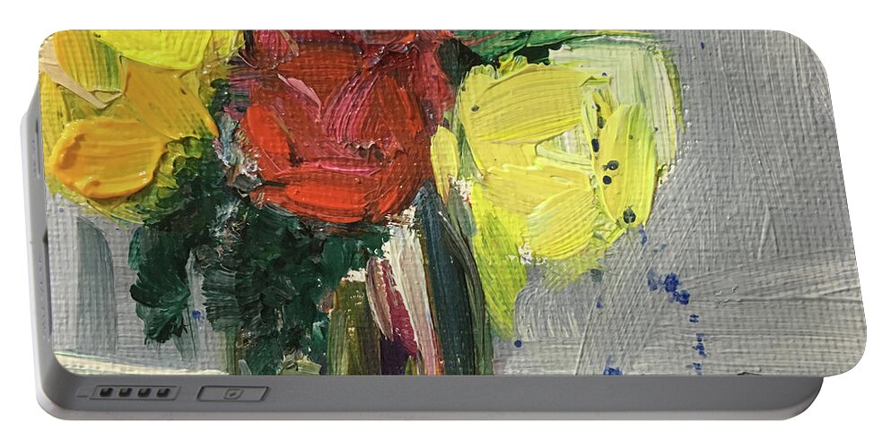Flowers Portable Battery Charger featuring the painting Abstract Bunch by Roxy Rich