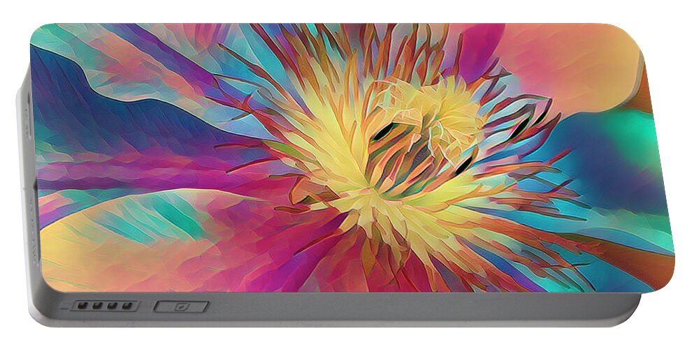 Clematis Portable Battery Charger featuring the digital art Abstract Clematis by Bill Barber