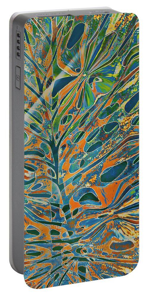 Copper And Teal Abstract Portable Battery Charger featuring the digital art Abstract Copper And Teal by Pamela Smale Williams
