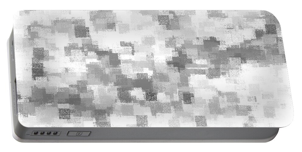 Abstract Portable Battery Charger featuring the digital art Abstract Design 255 Gray by Lucie Dumas
