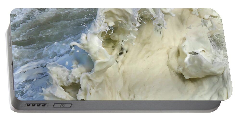 Florence Portable Battery Charger featuring the photograph Abstract details of ocean foam, by Steve Estvanik