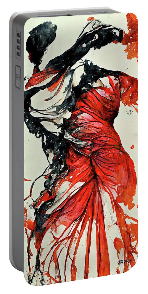Flamenco Dancer Portable Battery Charger featuring the painting Abstract Flamenco Dancer 7 by Greg Collins