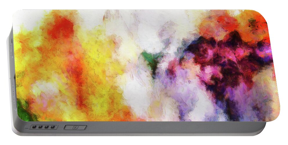 Abstract Floral Art Portable Battery Charger featuring the digital art Abstract Flowers by Claire Bull
