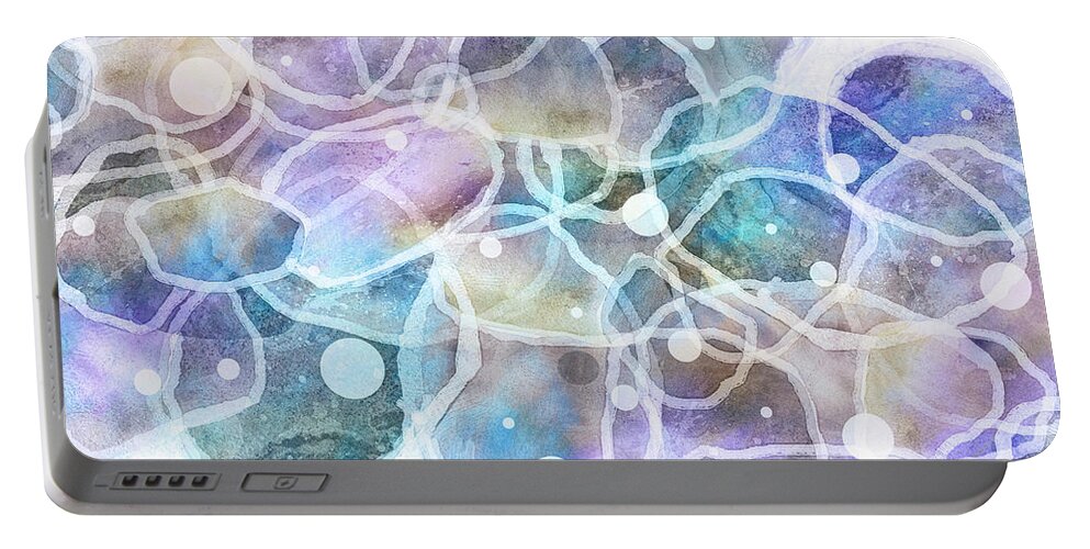 Abstract Portable Battery Charger featuring the digital art Abstract Modern Art In Lavender and Blue by Ann Powell