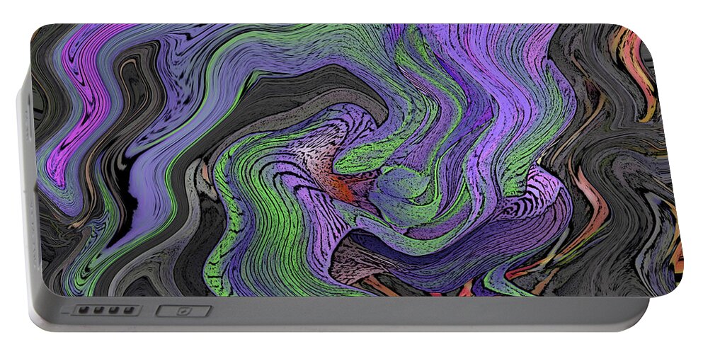 Iris Portable Battery Charger featuring the digital art Abstract Neon Iris by Conni Schaftenaar