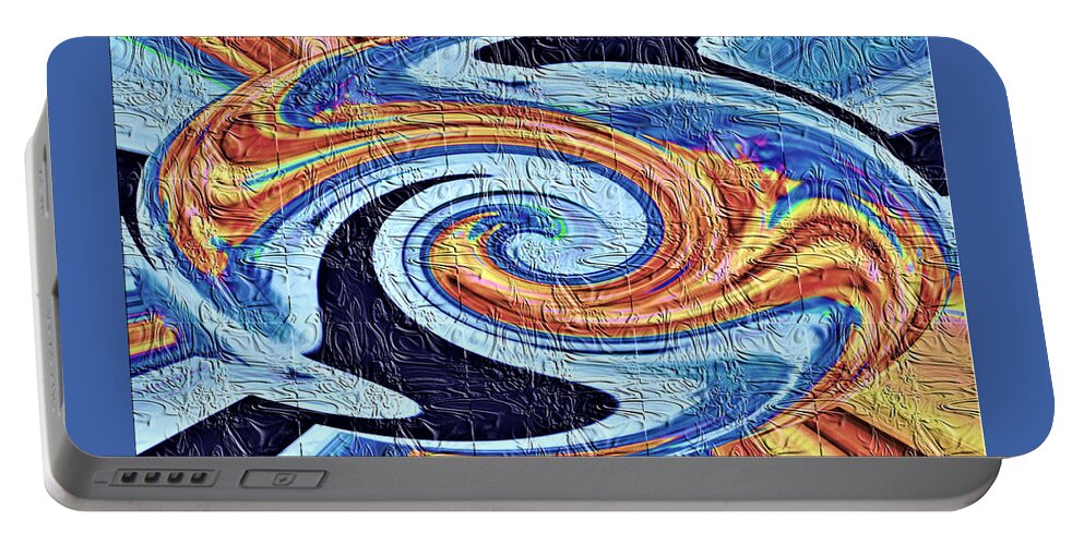 Abstract Portable Battery Charger featuring the digital art Abstract Oval by Ronald Mills