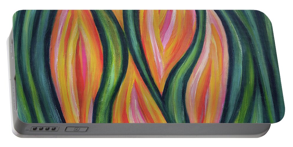 Abstract Portable Battery Charger featuring the painting Abstract painting by Maria Meester