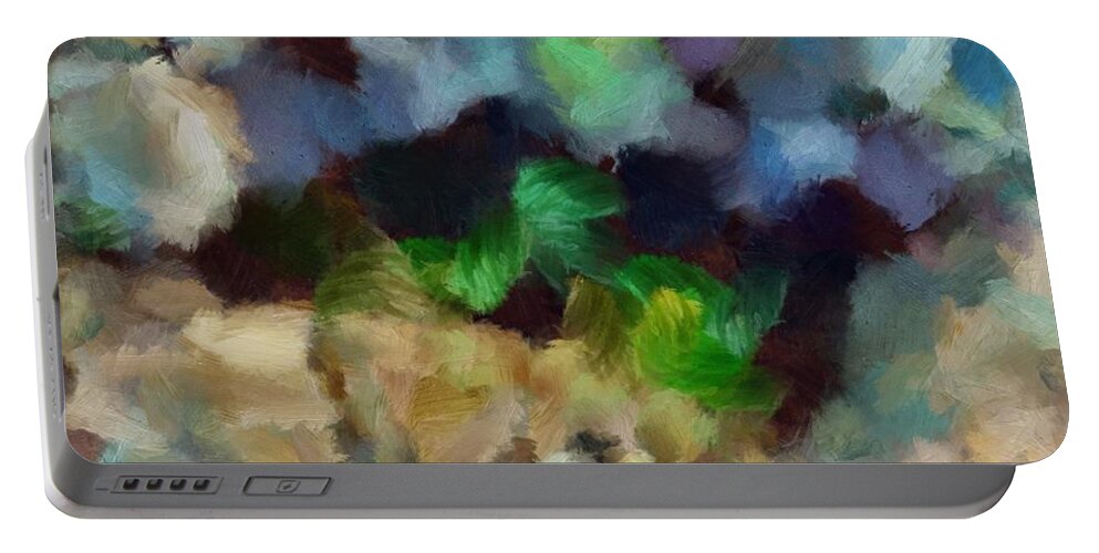 Abstract Portable Battery Charger featuring the mixed media Abstract Petals by Christopher Reed