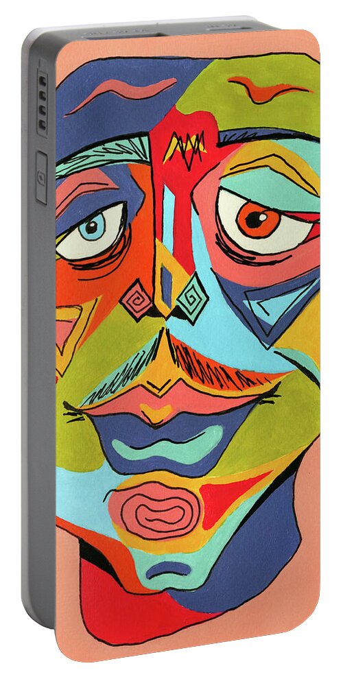 Portrait Portable Battery Charger featuring the mixed media Abstract Portrait 03 by Carlos Caetano