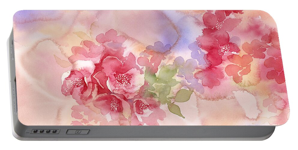 Abstract Portable Battery Charger featuring the painting Abstract Quince by Espero Art
