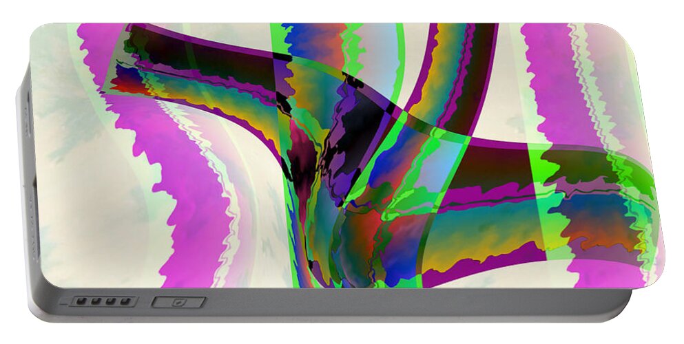 Ribbons Portable Battery Charger featuring the digital art Abstract Ribbons by Kae Cheatham
