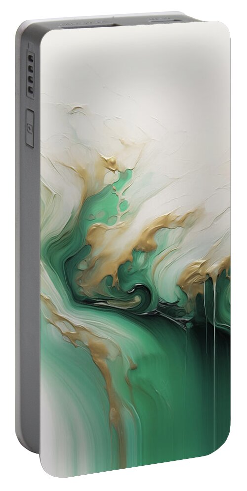 Blue Portable Battery Charger featuring the painting Abstract Riverscape 3 by Greg Collins
