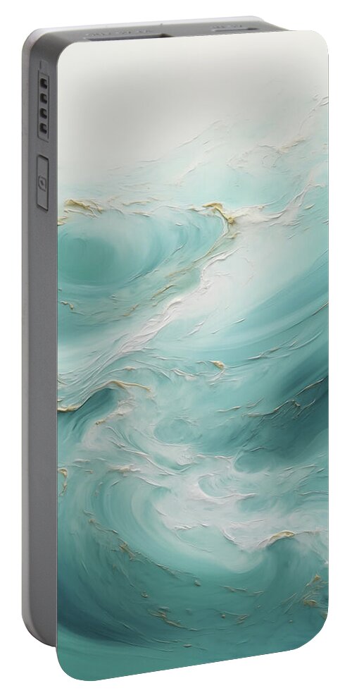 Blue Portable Battery Charger featuring the painting Abstract Seascape 5 by Greg Collins