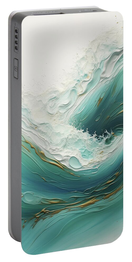 Blue Portable Battery Charger featuring the painting Abstract Seascape 7 by Greg Collins