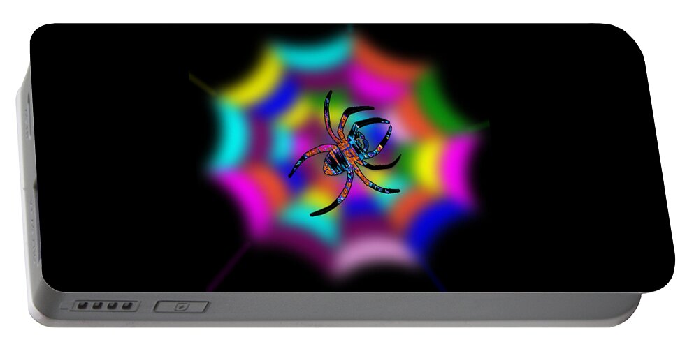 Spider Portable Battery Charger featuring the digital art Abstract Spider's Web by Ronald Mills