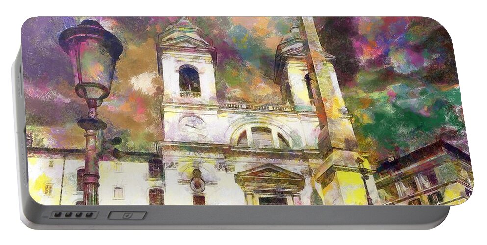 Art Paint Portable Battery Charger featuring the photograph Abstract Trinita dei Monti Paint by Stefano Senise