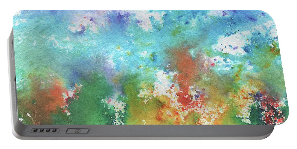 Abstract Watercolor Portable Battery Charger featuring the painting Abstract Watercolor Splashes Organic Natural Happy Colors Art I by Irina Sztukowski