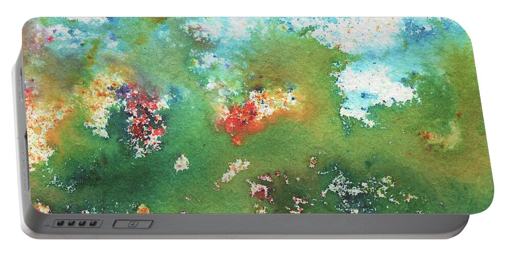 Abstract Watercolor Portable Battery Charger featuring the painting Abstract Watercolor Splashes Organic Natural Happy Colors Art II by Irina Sztukowski