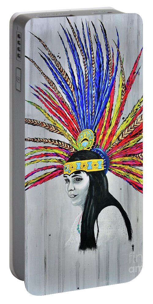 Beauty Portable Battery Charger featuring the painting Acjachemen Beauty by Mary Scott