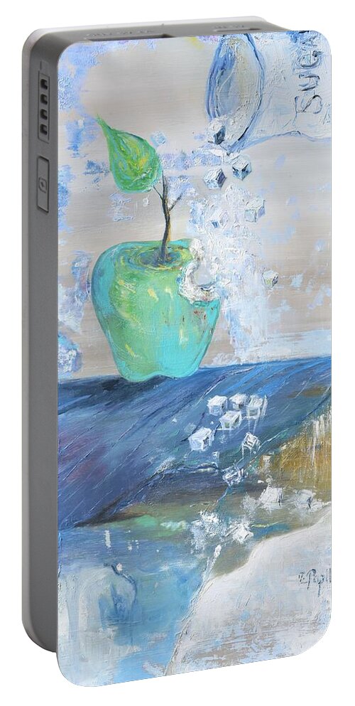 Apple Portable Battery Charger featuring the painting Added Sugar by Evelina Popilian