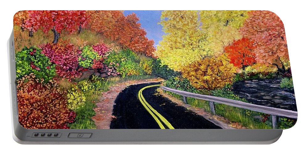  Portable Battery Charger featuring the painting Adirondack Country Road by Peggy Miller
