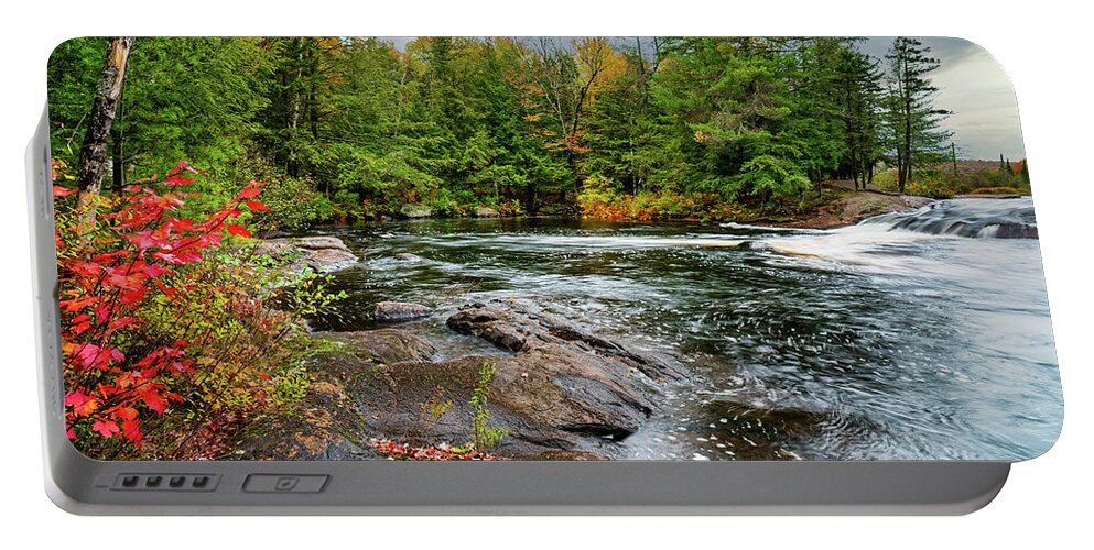 Fall Portable Battery Charger featuring the photograph Adirondacks Autumn at Bog River Falls 2 by Ron Long Ltd Photography