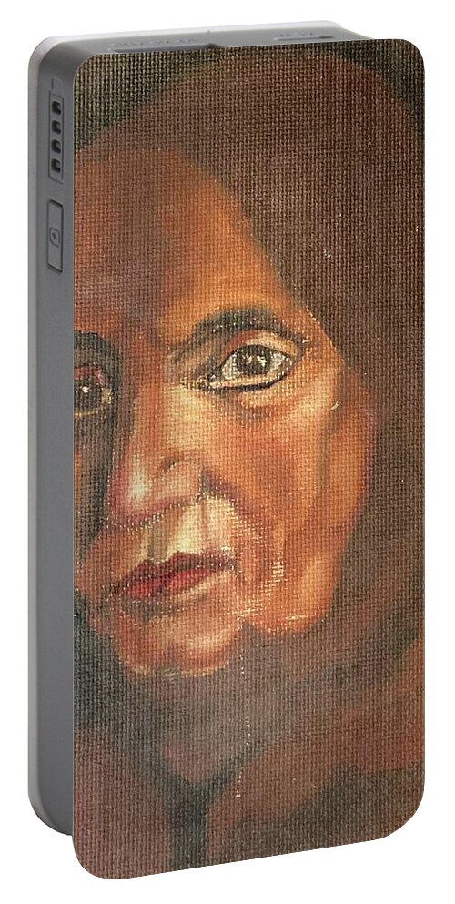 Portrait Portable Battery Charger featuring the painting aElderly Lebanese Woman by David Euler