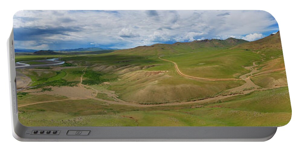 Mongolia Portable Battery Charger featuring the photograph Aerial landscape in Orkhon valley, Mongolia by Mikhail Kokhanchikov