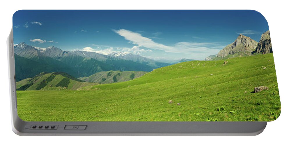 Mountain Portable Battery Charger featuring the photograph Aerial panorama landscape in mountains by Mikhail Kokhanchikov