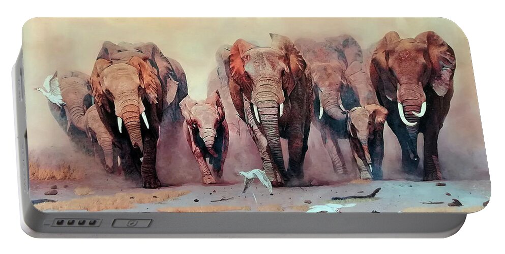Africa Portable Battery Charger featuring the painting African Family Avante by Ronnie Moyo