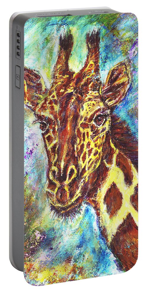 African Giraffe Portable Battery Charger featuring the painting African Giraffe by John Bohn