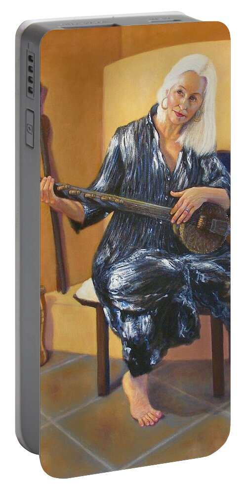 Realism Portable Battery Charger featuring the painting African Strings #7 by Donelli DiMaria