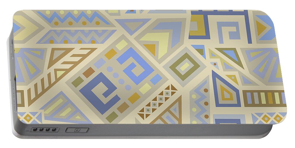 African Graphic Design Inspired From Tribal Textiles By Virginia Vivier Portable Battery Charger featuring the digital art African Tribal Map by Vagabond Folk Art - Virginia Vivier