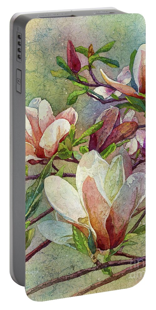 Magnolia Portable Battery Charger featuring the painting After a Fresh Rain by Hailey E Herrera