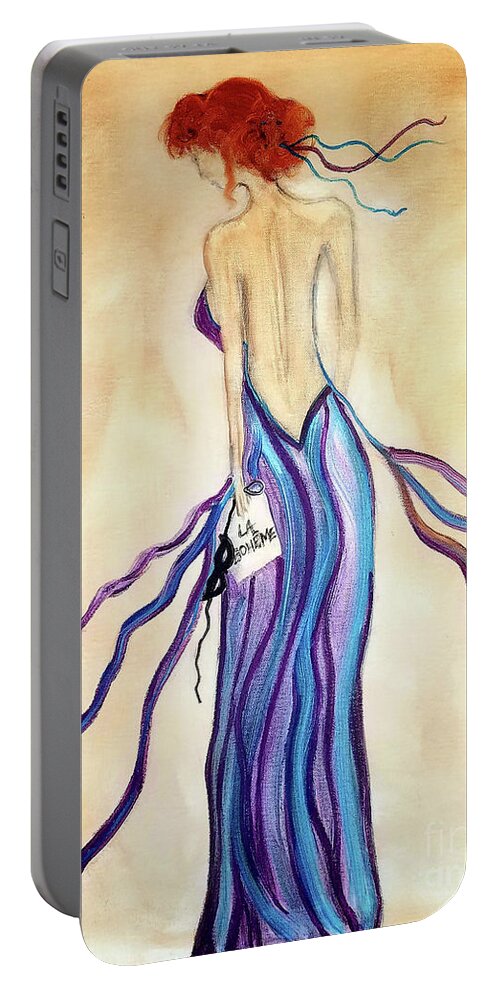 Mask Portable Battery Charger featuring the painting After the Opera by Artist Linda Marie