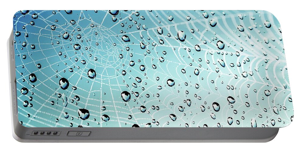Cobweb Portable Battery Charger featuring the photograph After the Rain Cobwebs by Andrea Kollo