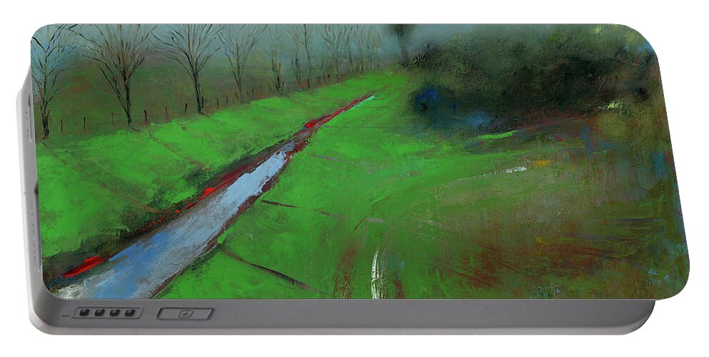 Landscape Portable Battery Charger featuring the painting After the Rain by Roger Clarke