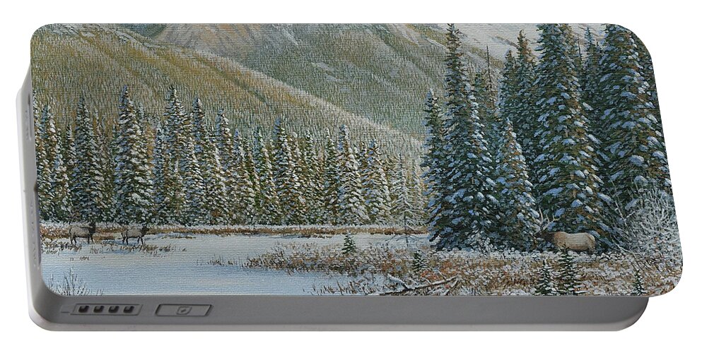 Canadian Portable Battery Charger featuring the painting After The Snow by Jake Vandenbrink