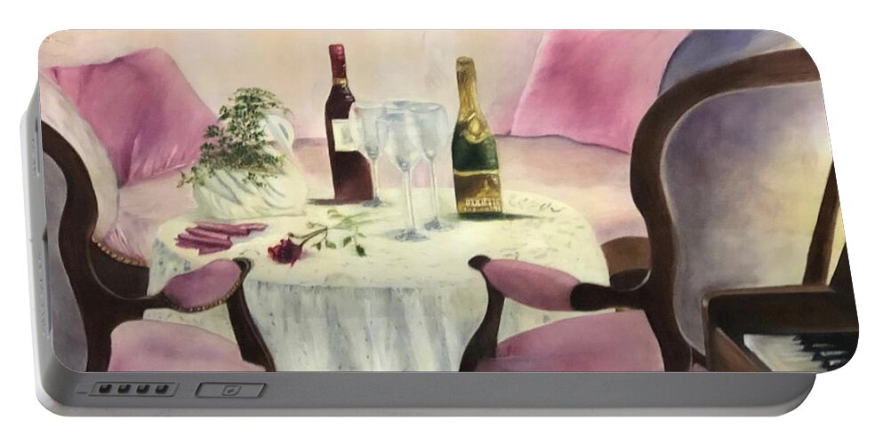 Champagne Portable Battery Charger featuring the painting Afternoon Delight by Juliette Becker