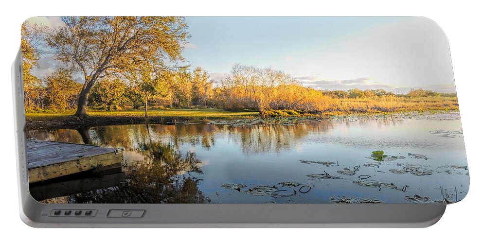 Frierson Lake Portable Battery Charger featuring the photograph Afternoon Light on Frierson Lake by Susan Hope Finley
