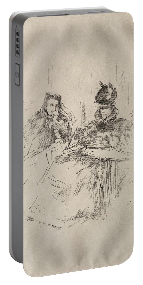 Background Portable Battery Charger featuring the painting Afternoon Tea, Mrs. Phillips and Mrs. Charles Whibley 1897 James McNeill Whistler by MotionAge Designs